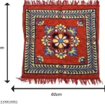 Traditional Asana for Puja - Soft Velvet Aasan for Pooja | Prayer | Sitting | Meditation - Small Carpet Mat Rug for Floor - (Red & Maroon Color)