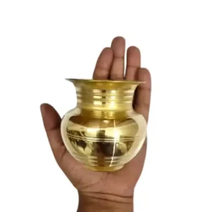 Small Pure Brass Kalash for Puja – Traditional Brass Pooja Kalash for Home Temple & Kalash Sthapana