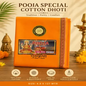 Mens Cotton Dhoti (Pack Of 1)| Dhoti For Men| Mundu|Temple/Pooja Wear| Lungi For Men| Vesti | Gerua Dhoti