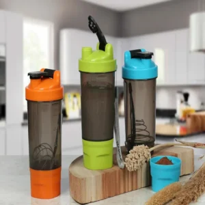 575ml BPA-Free Gym Protein Shaker Bottle with Storage Compartment | Leakproof Sports Sipper for Protein, Pre-Workout & Supplements | Mixer Shaker for Men & Women