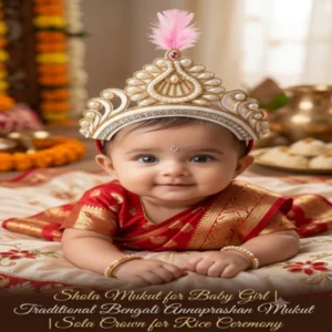 Shola Mukut for Baby Girl | Traditional Bengali Annaprashan Crown for Mukhe Bhat Ceremony