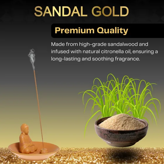 Sandal Gold Premium Citronella Incense Sticks – Long-Lasting Mosquito Protection Naturally